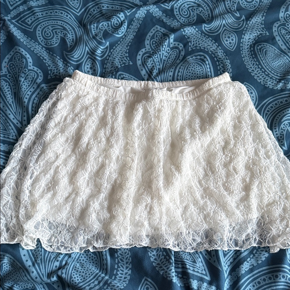 Hollister White Lace Skater Skirt